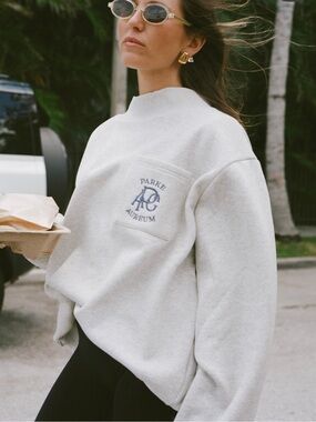 Parke Aurem Grey Logo Mockneck Sweatshirt